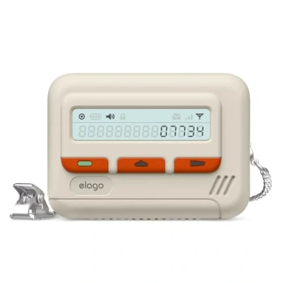 Obrázek elago Pouzdro na Pager kompatibilní se AirPods Pro 2. Generation Case Cover, včetně řetízkového pásku, retro design s 2 [USB C/světelný kabel] (klasická bílá)