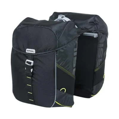 Obrázek Basil Double Bicycle Bag Miles MIK Black Lime 26 Liter