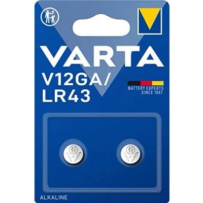 Obrázek VARTA Knoflíkové baterie V12GA/LR43, 2 kusy, alkaline Special, 1,5 V, pro hračky, kalkulačky, měřicí přístroje, kompaktní s dlouhodobým a vysokým výkonem