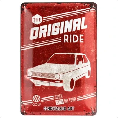 Obrázek Nostalgic Art Retro plechový štít, 20 x 30 cm, VW Golf The Original Ride nápad na dárek Volkswagen Bus z kovu, vintage design