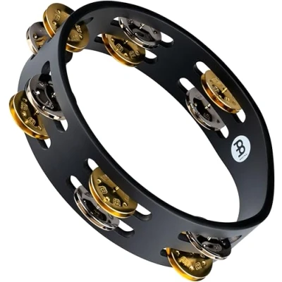 Obrázek Meinl Percussion CTA2 M pro BK Compact Tambourine s ocelovým A Mosaz svorky, 20,32 cm (8 palců) průměr, Černá