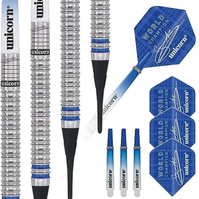 Obrázek Šipky od Unicorn, 2019 edice, Gary Anderson World Champion, 80% měkké šipky, modré, 18 g