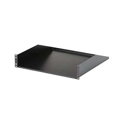 Obrázek StarTech.com 2HE Serverová skříň police univerzální 2U Server Rack regál pro 19palcové síťové regály a skříně Heavy Duty ocel nosnost 56 kg 457 mm hluboká odkládací plocha, černá (CABSHELFHD)