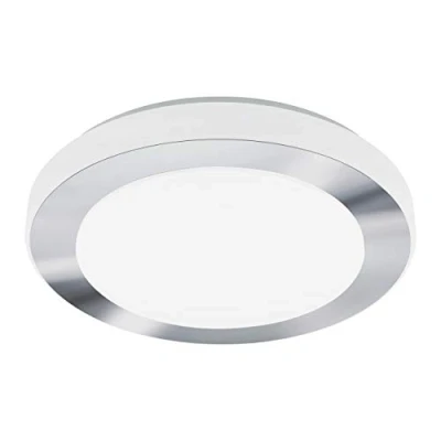 Obrázek EGLO LED stropní svítidlo Carpi, koupelna, lampa do koupelny z kovu v chromu a plastu bílé, vlhkých prostor teplá bílá, IP44, Ø 38,5 cm