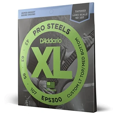 Obrázek D&#039;Addario E Bass kytarové struny basové kytary EPS300 Pro Steels Long Scale sada strun (interval od 043 do 107 palců)