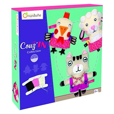 Obrázek Avenue Mandarine KC014O kreativní boxy Couz&#039;In kolekce, perforované kožešinové prvky x3, pásek, 3 návod k použití, zvířata z farmy, 1 balení