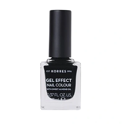 Obrázek KORRES Sweet Almond Nail Colour 100 černý, veganský černý lak na nehty s gelovým efektem, bez silikonu a parabenů, 11 ml