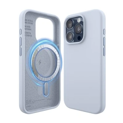 Obrázek elago Magnetické silikonové pouzdro kompatibilní s iPhone 15 Pro, příslušenstvím MagSafe, integrovaný magnet, prémiový silikon, ochranné na celé tělo [5vrstvá struktura] (světle