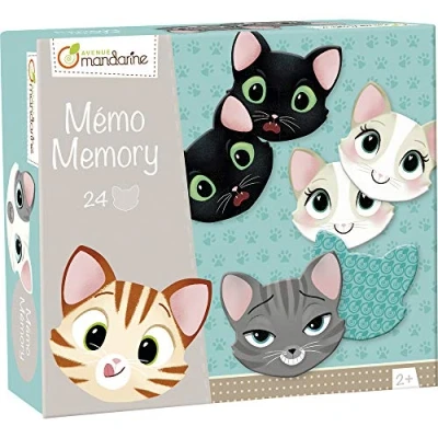 Obrázek Avenue Mandarine JE505O Memory Domino (mit 24 Karten aus Karton, ideal für die Motorik Ihres Kindes, ab 2 Jahren geeignet) 1 Pack Katzengesichtern
