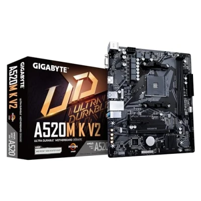 Obrázek GIGABYTE Základní deska A520M K V2 podporuje AMD Ryzen 5000 Serie AM4 CPUs, až 5100 MHz DDR4 (OC), PCIe Gen3 x4 M.2, GbE LAN, USB 3.2 Gen 1