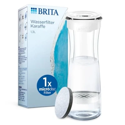 Obrázek BRITA karafa na vodní filtr bílošedá / včetně 1 MicroDisc vodu pro stylové podávání vody filtru snižuje obsah chloru a mikročástic ve vodě z vodovodu