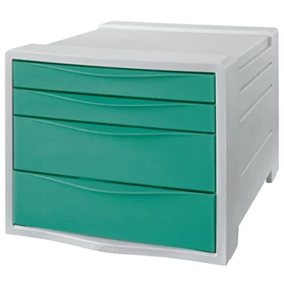 Obrázek Esselte Schubladenset, 4 teiliger Schreibtisch Organisator, Ablagefächer für Unterlagen und Schreibwaren, Zuhause/Büro, zur Schreibtischorganisation, Colour&#039;Breeze Serie, Grün, 626285