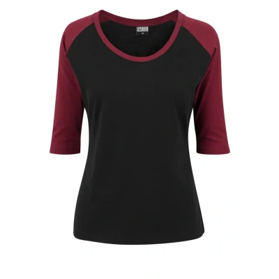 Obrázek Urban Classics Ladies 3/4 Contrast Raglan TEE Triko s potiskem, Ženy, Velikost: Small, Black/burgundy