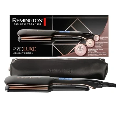 Obrázek Remington Žehlička na vlasy [extra široké keramické stylingové desky 110 x 50 mm] Proluxe (technologie OPTIheat, Pro+nastavení pro šetrný styling, digitální displej, rychlé zahřívání)