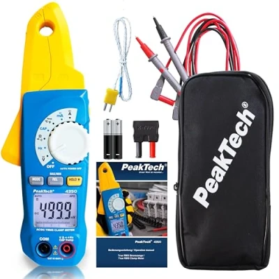 Obrázek PeakTech 4350 proudové kleště True RMS 80 A AC/DC, digitální multimetr, měřič kleští, měřicí kleště, auto oranžová, 4000 Counts, bezdotykový napětí, proudu, zkoušečka průchodnosti max
