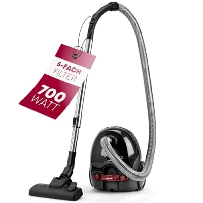 Obrázek Bomann® Bodenstaubsauger mit energiesparenden 700 Watt Staubsauger 5 Fach Mikrofiltersystem Sauger Beutel Umschaltbare Bodenbürste und Bürsten /Fugendüse BS 9019 CB N anthrazit
