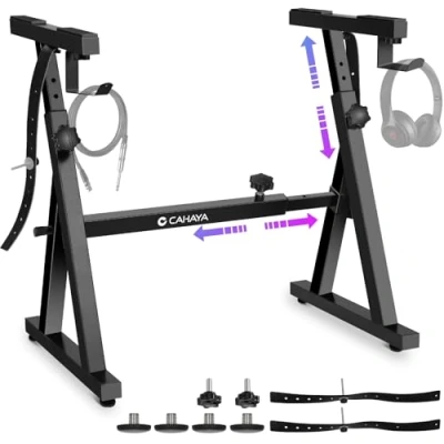 Obrázek CAHAYA Vylepšený nastavitelný Stojan na klávesy nosnost 113 kg: 4 cm tlustý Z dvojitý vzpěr, nastavitelná délka pro 61 76 88 klíčů digitální piano CY00366 1