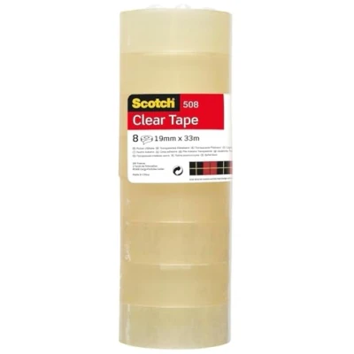 Obrázek Scotch průhledná lepicí páska 5088 rolí 19 mm x 33 m univerzální do školy, domácnosti a kanceláře