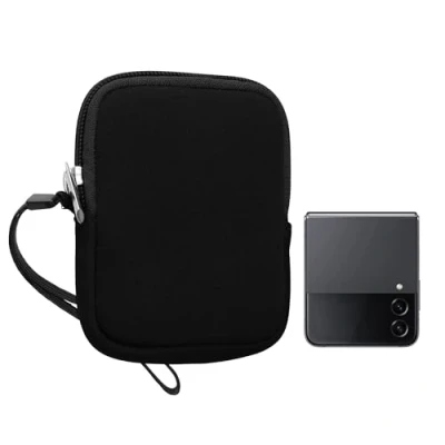 Obrázek kwmobile pouzdro na mobilní telefon pro skládací smartphony XXS 3/3,5&quot; neoprenové černé XS mobil 10 x 8 2 cm Vnitřní rozměry Mini peněženka
