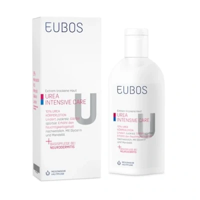 Obrázek EUBOS UREA INTENSIVE CARE 10% tělové mléko Hydratační péče pro suchou, šupinatou pokožku citelně vyhlazuje a zmírňuje svědění snášenlivost s pokožkou dermatologicky potvrzena 200 ml