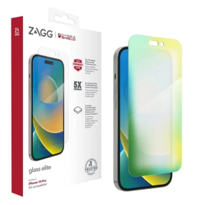 Obrázek ZAGG InvisibleShield Glass Elite Displayschutzfolie für iPhone 14 Pro, stoßfest, wischfest, kratzfest, antimikrobiell, (transparent)