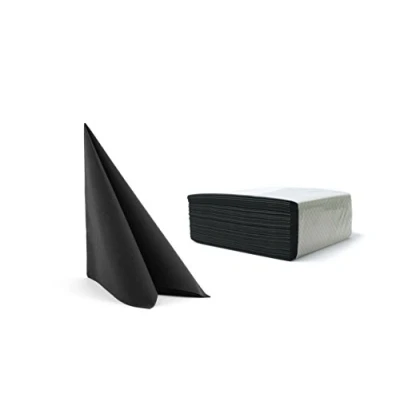 Obrázek Alvotex CHIC Airlaid 50 ubrousků, podobné látce, vysoce kvalitní, jednorázový ubrousek, černý, 40 x cm