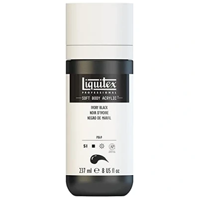 Obrázek Liquitex 1923244 profesionální akrylová barva Soft Body umělecká v krémové krycí konzistenci, vysoká pigmentace, stálobarevná a odolná proti stárnutí, 237 ml láhev slonovinová černá