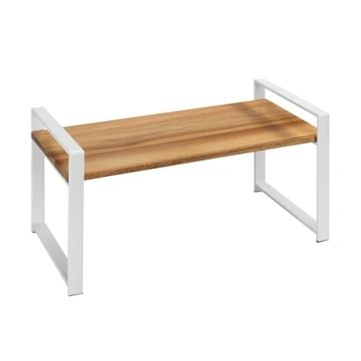 Obrázek WENKO Kuchyňský regál Mod. Louisa, malý na pracovní desku, z akátového dřeva a kovu, vytváří více úložného prostoru v kuchyni, 40 x 20 cm, bílý