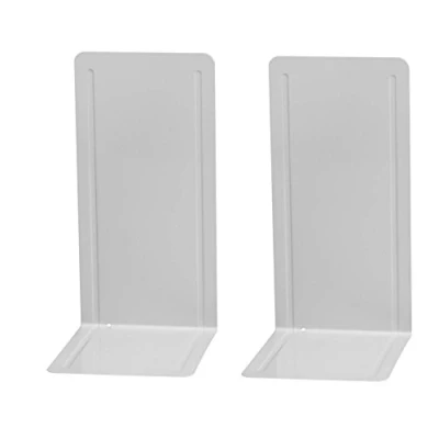 Obrázek Wedo 1021237 bookend (vyrobený z kovu, vysoké provedení s výztužnými drážkami, 14 x 12 24 cm) 2 kusy, světle šedá