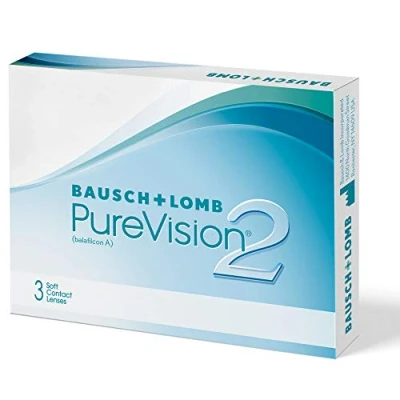 Obrázek Bausch + Lomb PureVision 2měsíční čočky, velmi tenké sférické kontaktní měkké, 3 kusy BC 8. 6 mm / DIA 14 4, 25 dioptrií