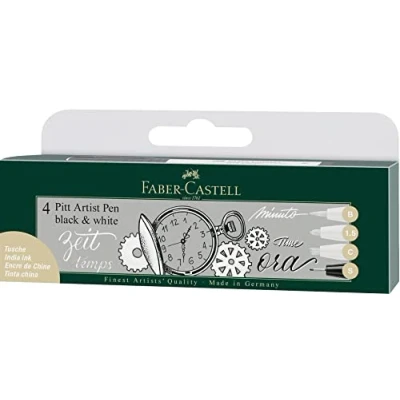 Obrázek Faber Castell 167151 tušové pero Pitt Artist Pen Black and White, 4dílná sada