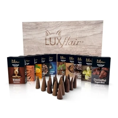 Obrázek LUXflair Sada kuřáků na uzení zima 10 balení po 20 kusech, kužel cca minut doba žhnutí, pro příjemnou atmosféru &amp; dlouhotrvající požitek z vůně