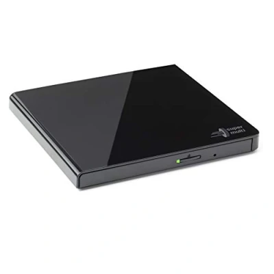 Obrázek Hitachi LG GP57 externí přenosný Super Multi DVD vypalovačka, Ultra Slim, USB 2. 0, DVD+/ RW, CD ROM/RAM kompatibilní, TV konektor, Windows 10 &amp; Mac OS černý