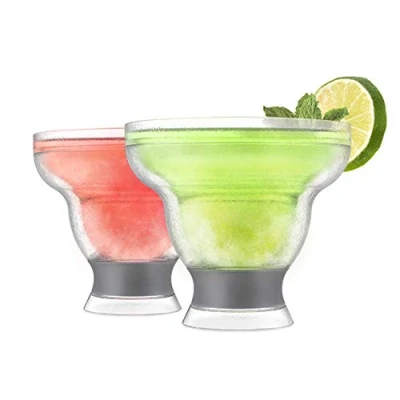 Obrázek Host Freeze Stielloses Margarita Kunststoffglas Isolierter Gelkühler, Doppelwandig Gefrorener Cocktail, Satz mit 2 Bechern, 355 ml, Grau