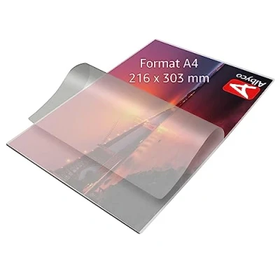 Obrázek Albyco Laminierfolien A4 Qualität 250 Micron (2x125 Mikron) 100 Stück Folien Glänzend, Laminiertaschen Laminierfolie Transparent