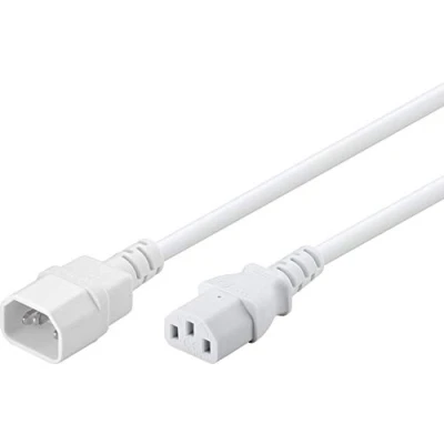 Obrázek Goobay 97584 kabel pro studená zařízení 2 m prodloužení / C14 zástrčka na zdířku C13 napájecí síťový se zástrčkou bílá prodlužovací