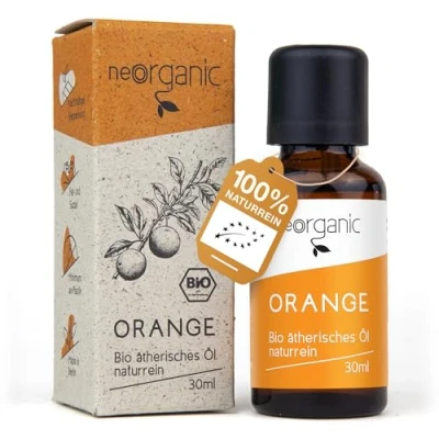 Obrázek NeoOrganic® Bio pomerančový olej (Citrus Aurantii Dulcis) 100% čistý z pravých pomerančů lisovaný za studena vhodný ke konzumaci éterický pomeranč vonný přímo ze Sicílie 30 ml