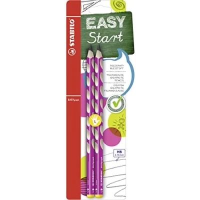 Obrázek Ergonomická trojhranná tužka pro leváky STABILO Easygraph v růžové barvě balení 2 ks stupeň tvrdosti HB