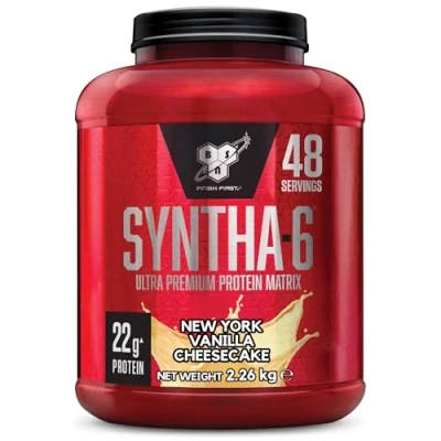 Obrázek BSN Syntha 6 Ultra prémiový proteinový prášek pro růst a opravu svalů, nízký obsah cukru proteinů, příchuť New York Vanilla Cheesecake, 48 porcí, 2,26 kg