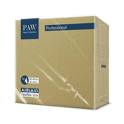 Obrázek PAW ubrousky z Airlaid podobné látce (40 x 40 cm) I 50 kusů Ideální na svatbu, křtiny, přijímání, narozeniny látkové jednobarevné, zlatá Barva: Monocolor (zlatá)
