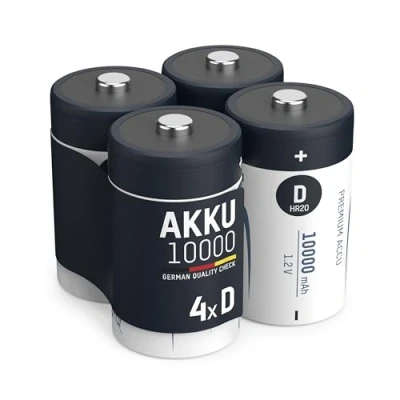 Obrázek ANSMANN Akumulátor Mono D 9300 mAh 1,2 V NiMh, 4 kusy, nabíjecí, ideální pro hračky, modelářství, kapesní svítilnu, rádio