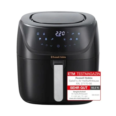 Obrázek Russell Hobbs Horkovzdušná fritéza XXL 8 l Rapid AirFryer [kompaktní pouzdro, 7 funkcí vaření, 10 programů] SatisFry (lze mýt v myčce, max. 220 C, bez oleje, grilování, pečení, smažení)