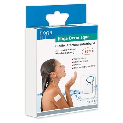 Obrázek Höga Derm aqua, sterilní transparentní obvaz s podložkou na rány, 5 cm x 7 cm, kusů