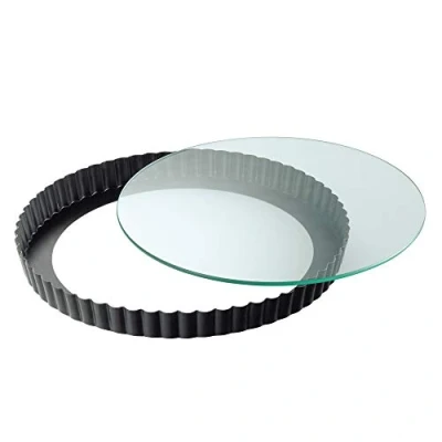 Obrázek Original Kaiser Inspirační dortová forma se zvedacím dnem ze skla 28 cm, quiche, nepřilnavá vrstva, vytlačitelné zvedací dno, odolná proti řezu, připravená k servírování, černá
