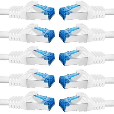 Obrázek BIGtec 10 kusů 0,5 m CAT.7 Gigabit Patch kabel síťový bílý měděný Ethernt LAN DSL CAT7 (RJ45, Cat 7, S/FTP PIMF) 50cm 0,50m