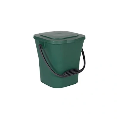Obrázek EDA 13119 V Eimer Compost, 6 l, mit Deckel, Polypropylen, Kanada Grün, Griff Grau, Maße: 24,8 x 23,8 24,3 cm