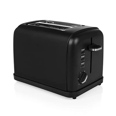 Obrázek Princess Black Steel Toaster mit Brötchenaufsatz 6 einstellbare Bräunungsstufen, Auftau , Aufwärm und Stoppfunktion, 950 Watt, Krümmelschale, 142396