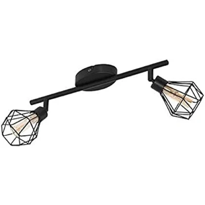 Obrázek EGLO Deckenlampe Zapata 1, 2 flammige Vintage Deckenleuchte im Retro Look, Deckenspot aus Stahl, Farbe: Schwarz, Glas: amber, Fassung: G9
