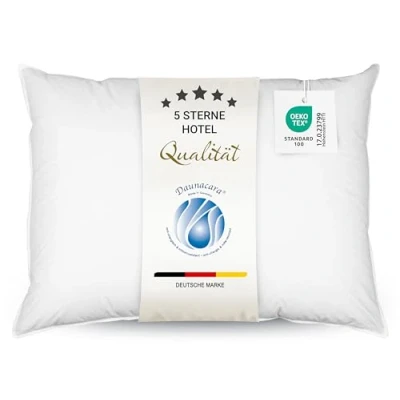 Obrázek ZOLLNER Deluxe péřový polštář ze 100% prachového peří Made in Germany vhodný pro alergiky potah z kvalitní mako bavlny lze prát do 60 C 70 x 90 cm hotelová kvalita