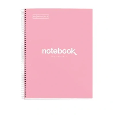 Obrázek Miquelrius Poznámkový blok A4 Notebook, 1 barevný proužek, 80 listů s horizontálním linkováním 7 mm, papír 90 g/m² mikroperforovaný se 4 otvory pro kroužky, vazba z kartonu, barva růžová